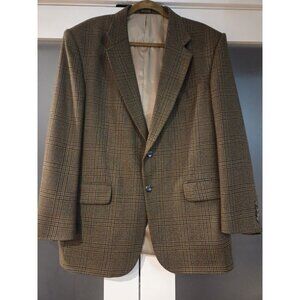 Stafford Lambswool Blazer Sz 43R Check Tweed Plaid Sport Coat